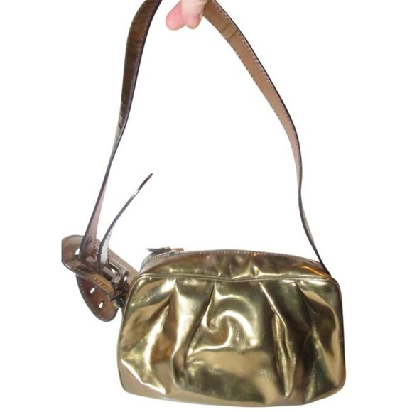 Fendi Gold Glossy Two Way Cross Body Clutch - Picture 1 of 8